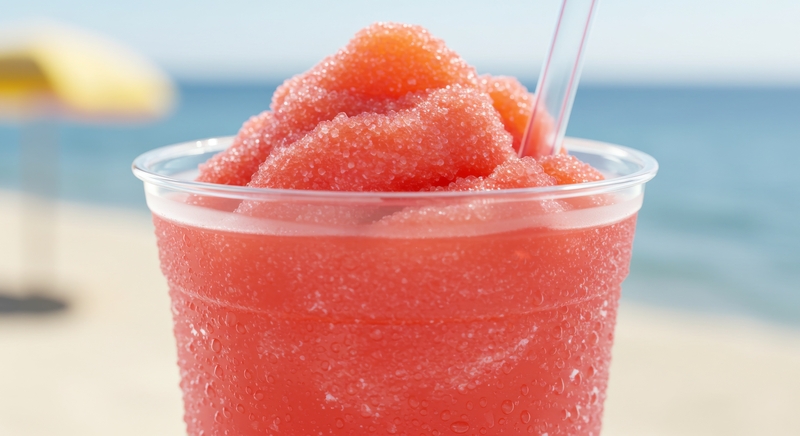 Frozen drink on the beach